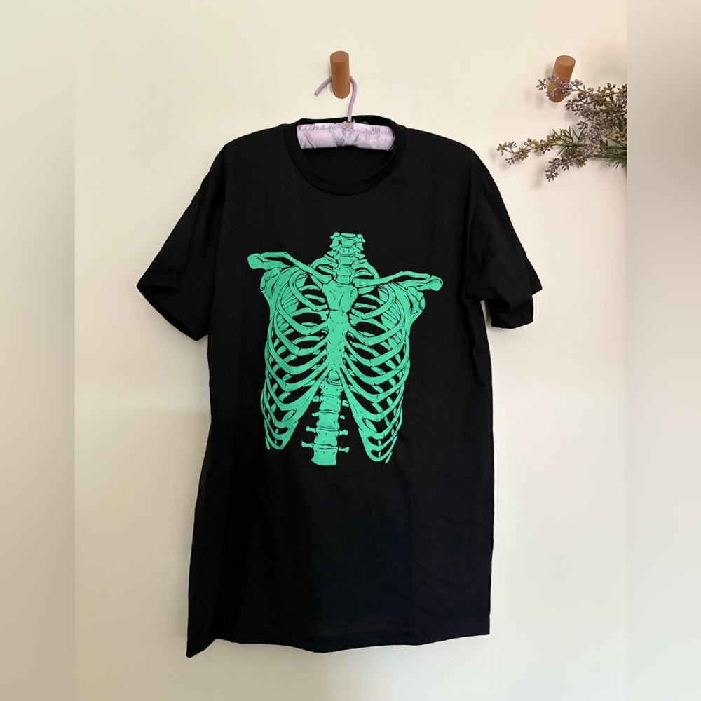 Skeleton Ribcage Graphic Tee Black r Goth Men's L